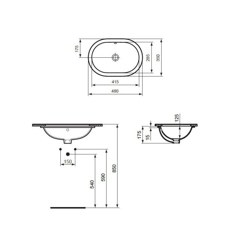 LAVOAR CONNECT OVAL 48X35 , MONTAJ SUB BLAT